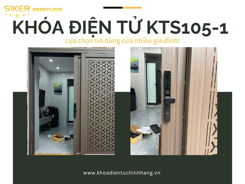 HOÀN THIỆN CÔNG TRÌNH LẮP KHÓA ĐIỆN TỬ KTS105-1 MÀU ĐEN CHO BÁC HÀ – LONG BIÊN