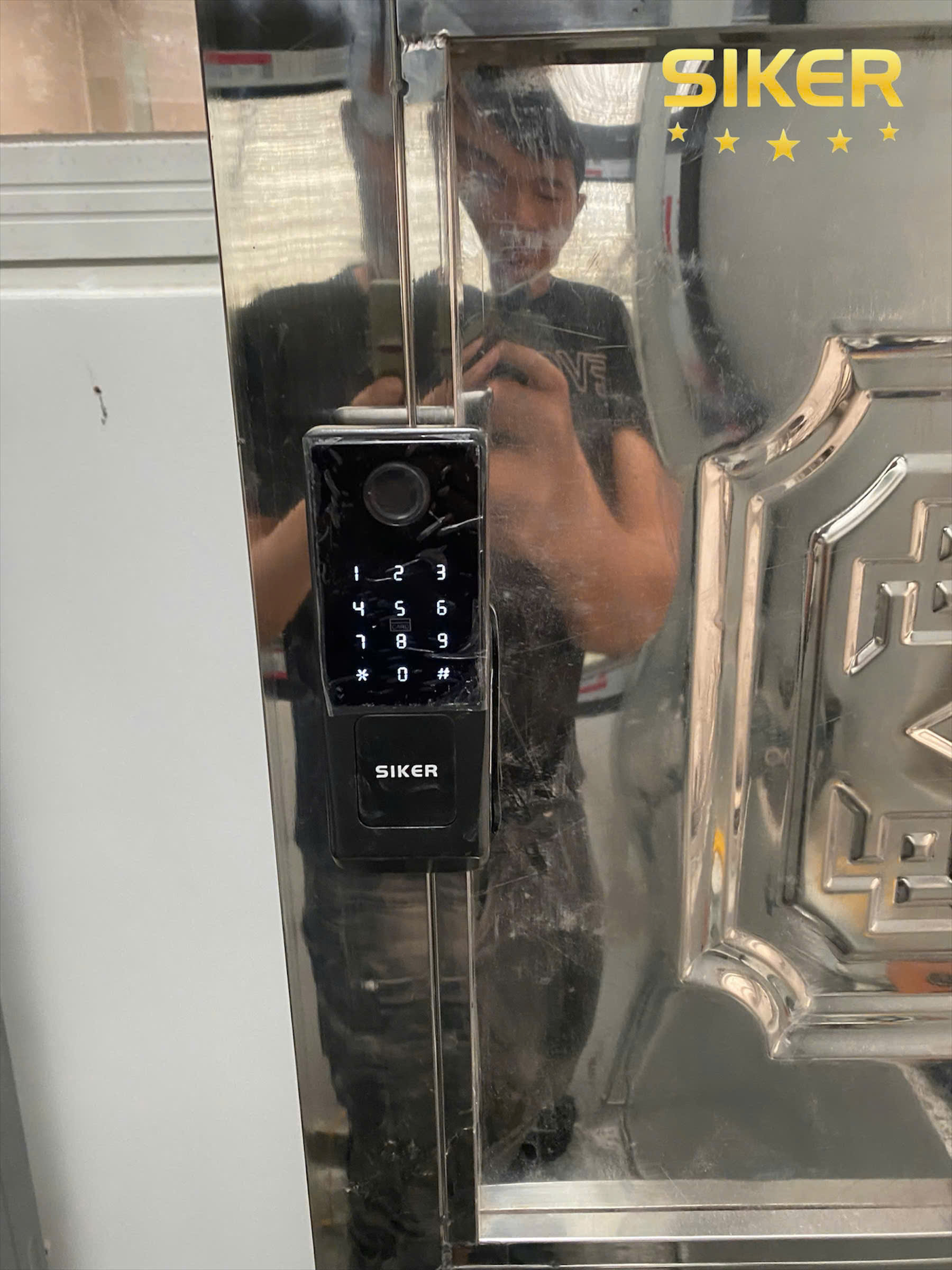 Bàn giao khóa điện tử chính hãng Siker KTC302-2 vân tay 2 mặt tại KĐT Lideco, Hoài Đức, Hà Nội