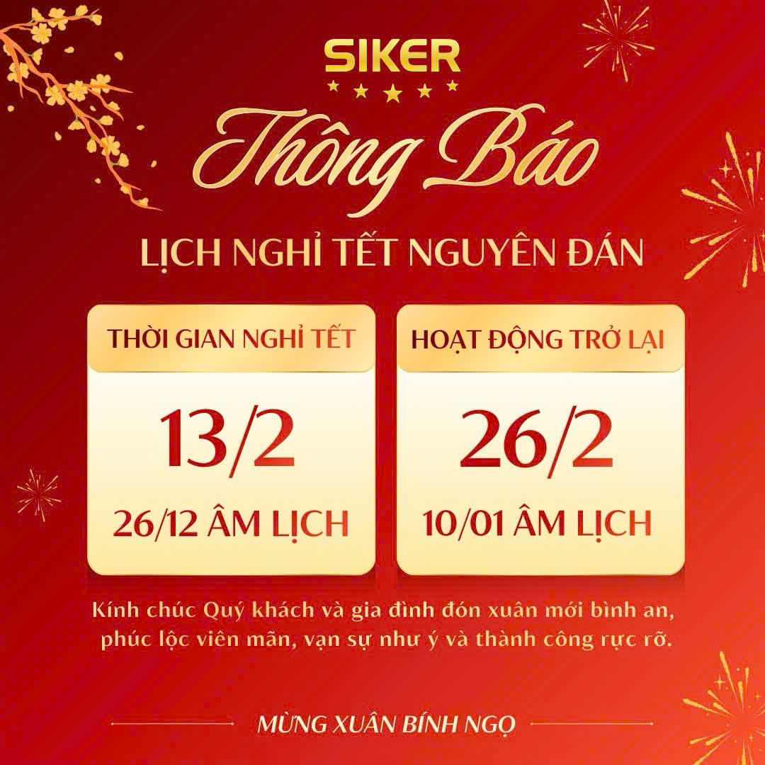 🎉 THÔNG BÁO LỊCH NGHỈ TẾT ÂM LỊCH 2026 – SIKER VIỆT NAM 🎉