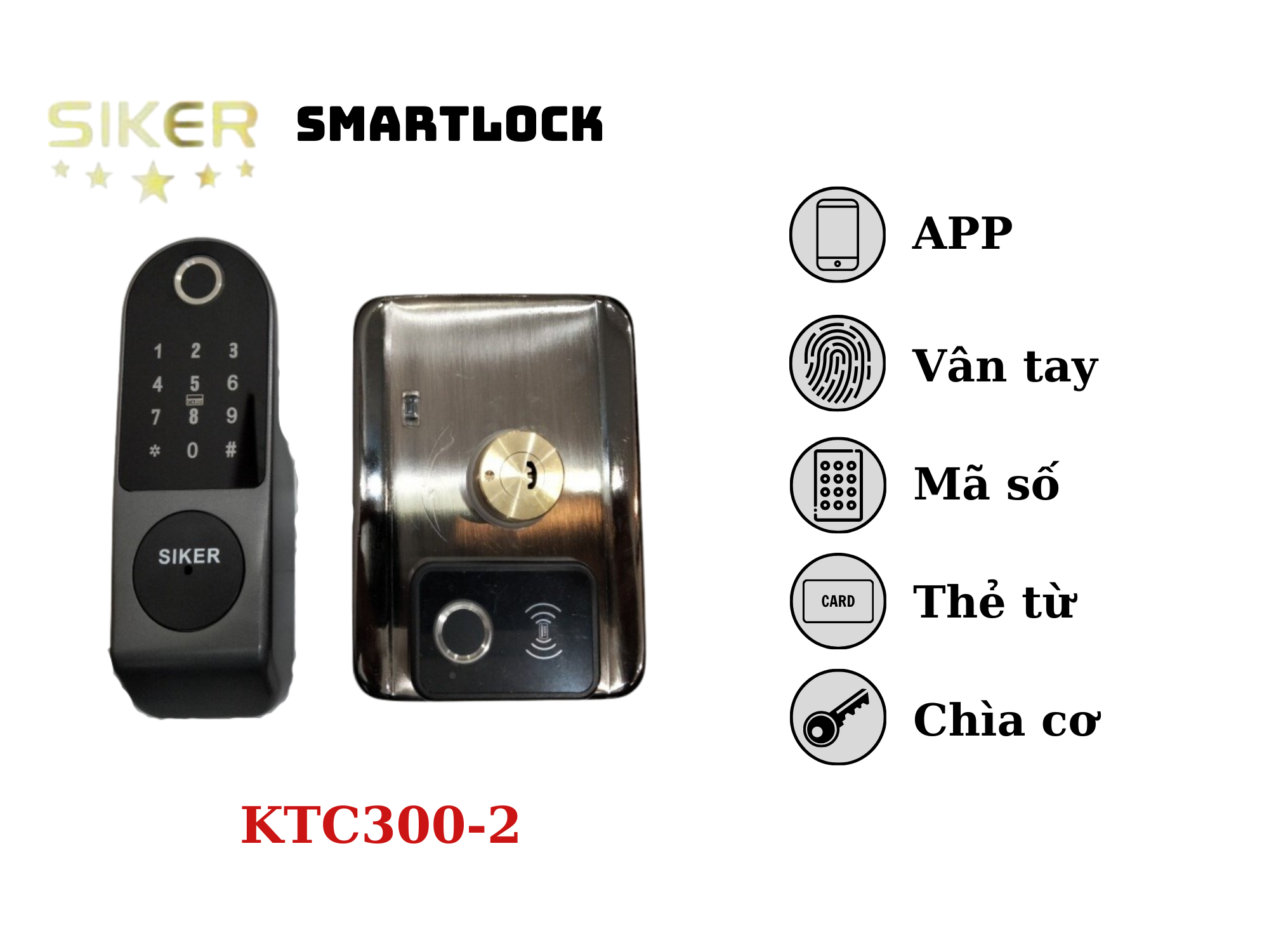 Khóa điện tử chính hãng Siker KTC300-2 lắp cửa cổng
