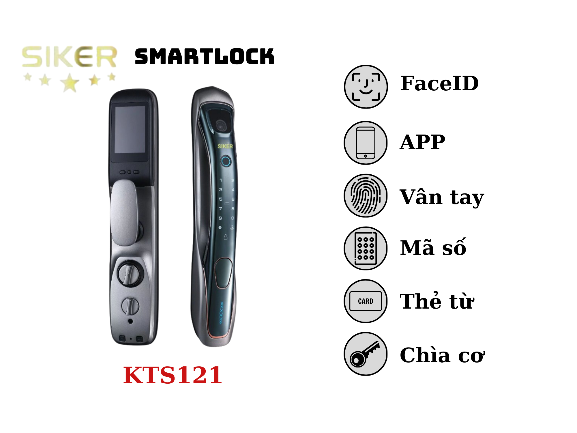 Khóa điện tử chính hãng Siker KTS121 nhận diện khuôn mặt cao cấp