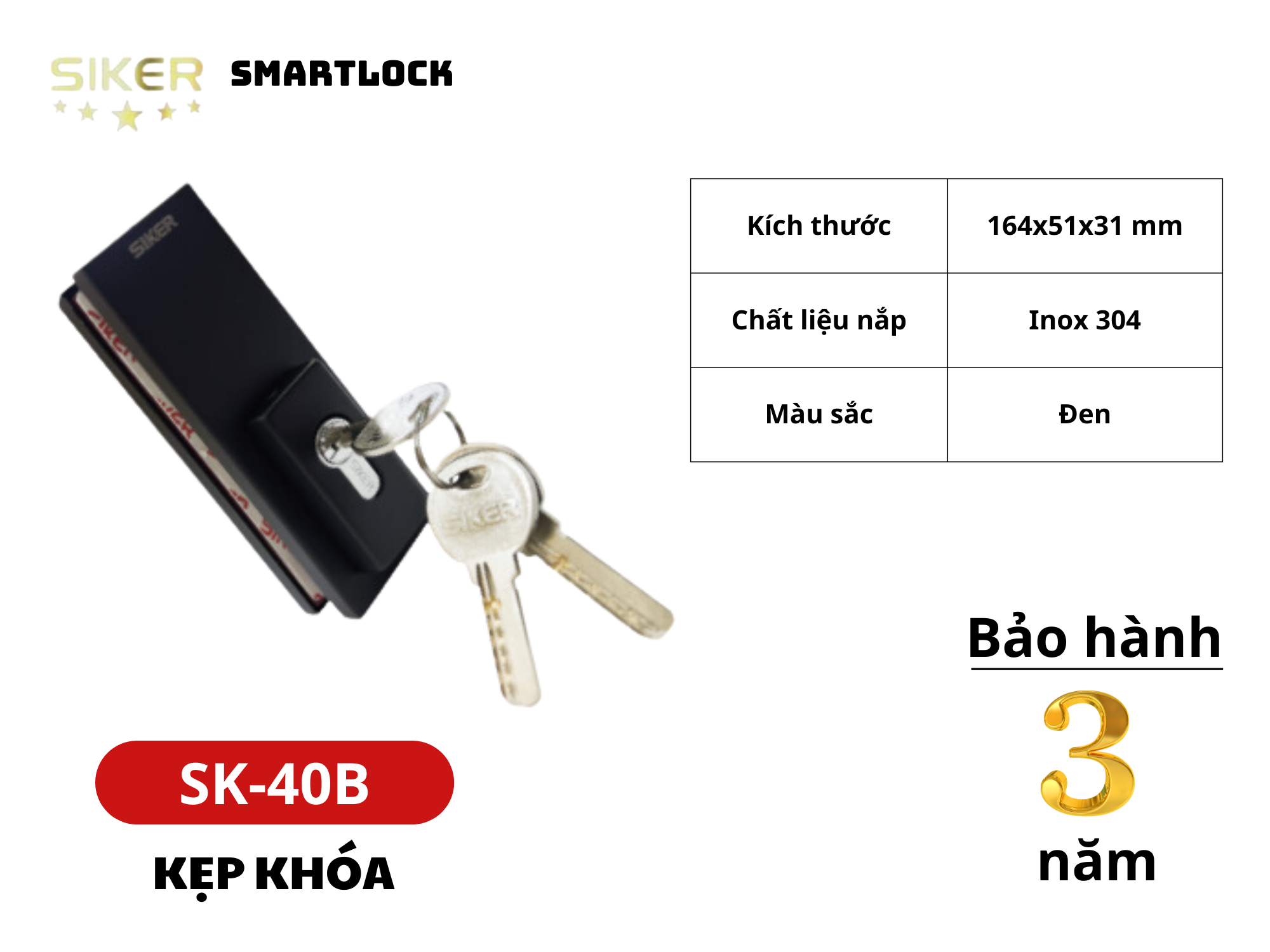 Kẹp khóa Siker SK40B (màu đen)