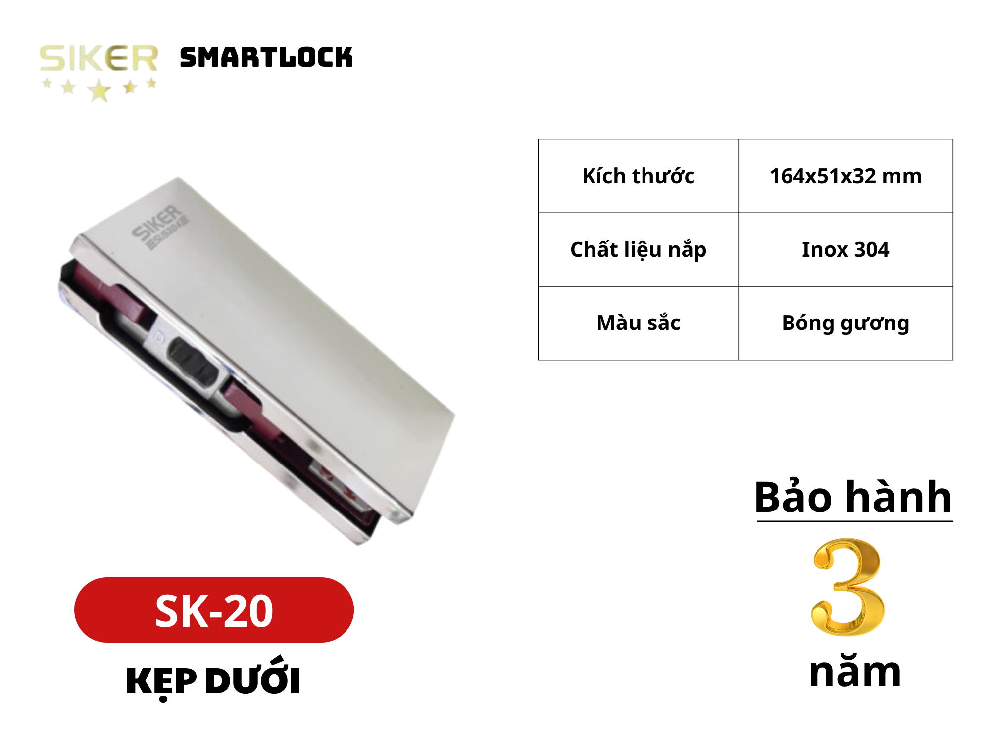 Kẹp dưới Siker SK20 (màu bóng gương)