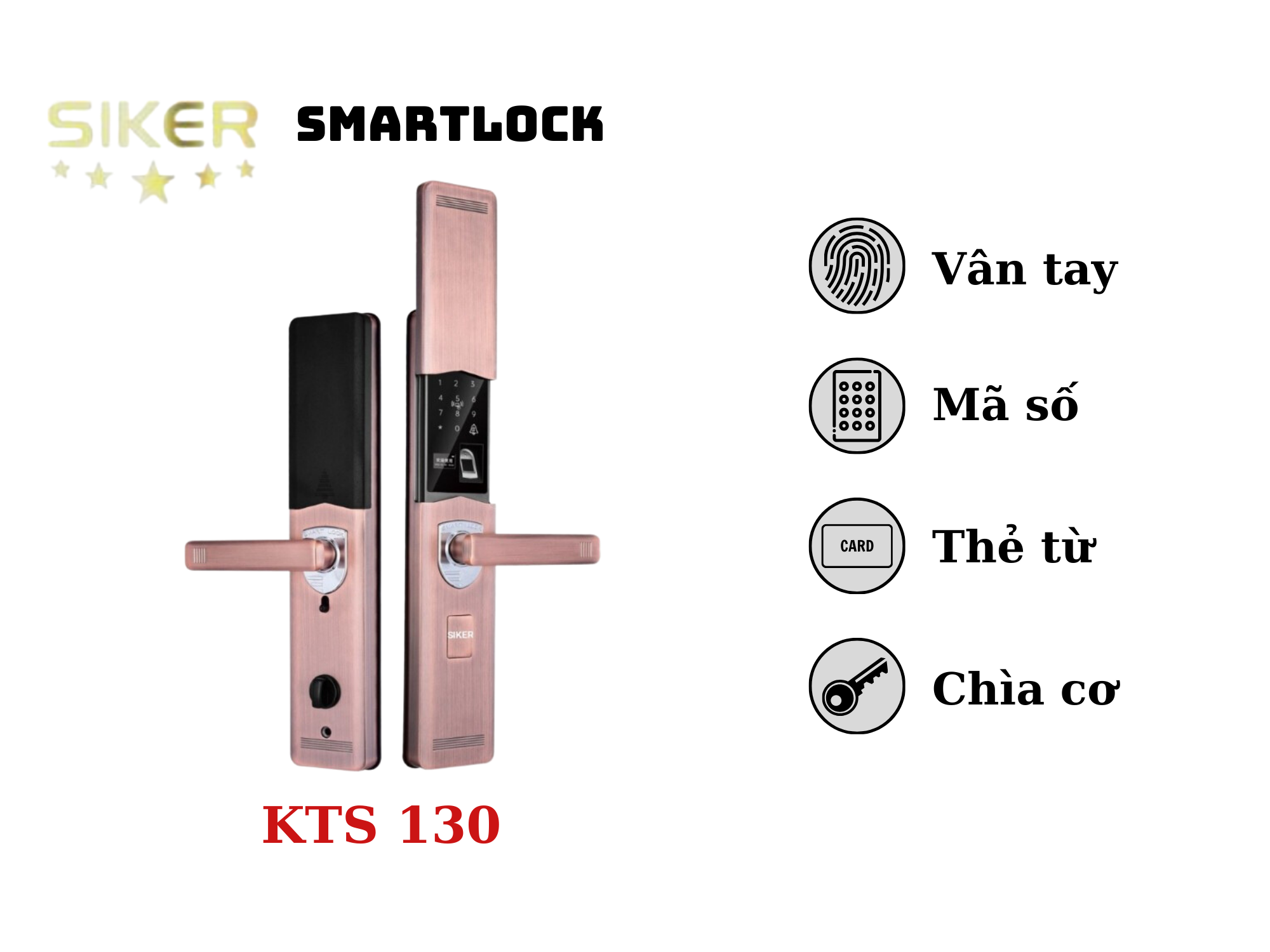 Khóa tân cổ điển Siker KTS130 cao cấp lắp cửa gỗ